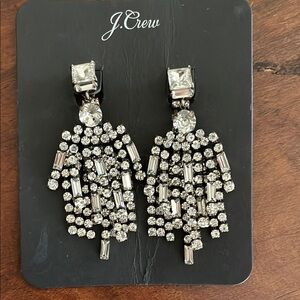 J. Crew Silver Crystal Drop Earrings